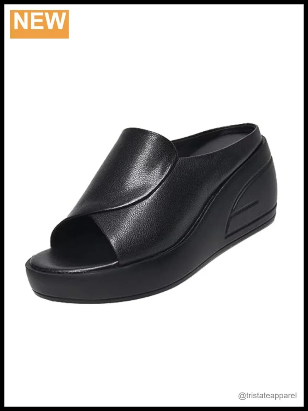 Women's Fish Mouth Platform Wedge Slippers Faux Leather Arch Support Mules