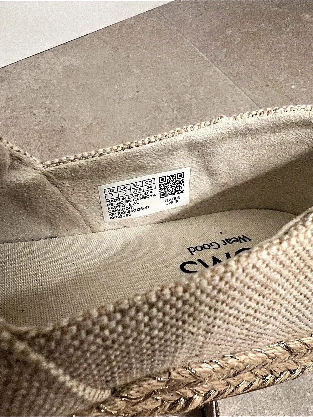 TOMS Women's Espadrille Sneakers Beige US 7