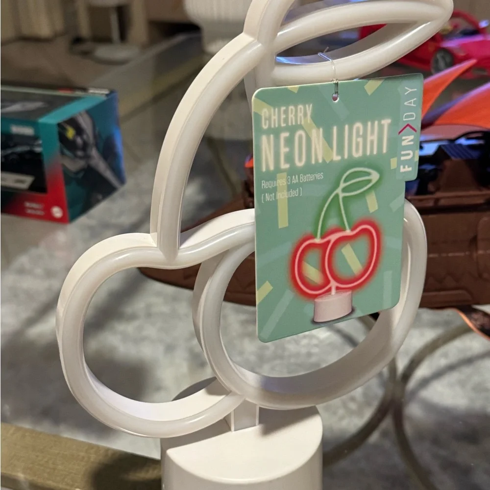 Neon Light * Cherry * Accent Light - Red & Green Plastic 10” Desktop