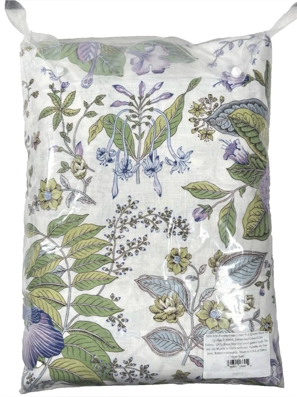 Matouk Schumacher Queen Sheet Set Pomegranate Linen Lilac Botanical Floral Italy