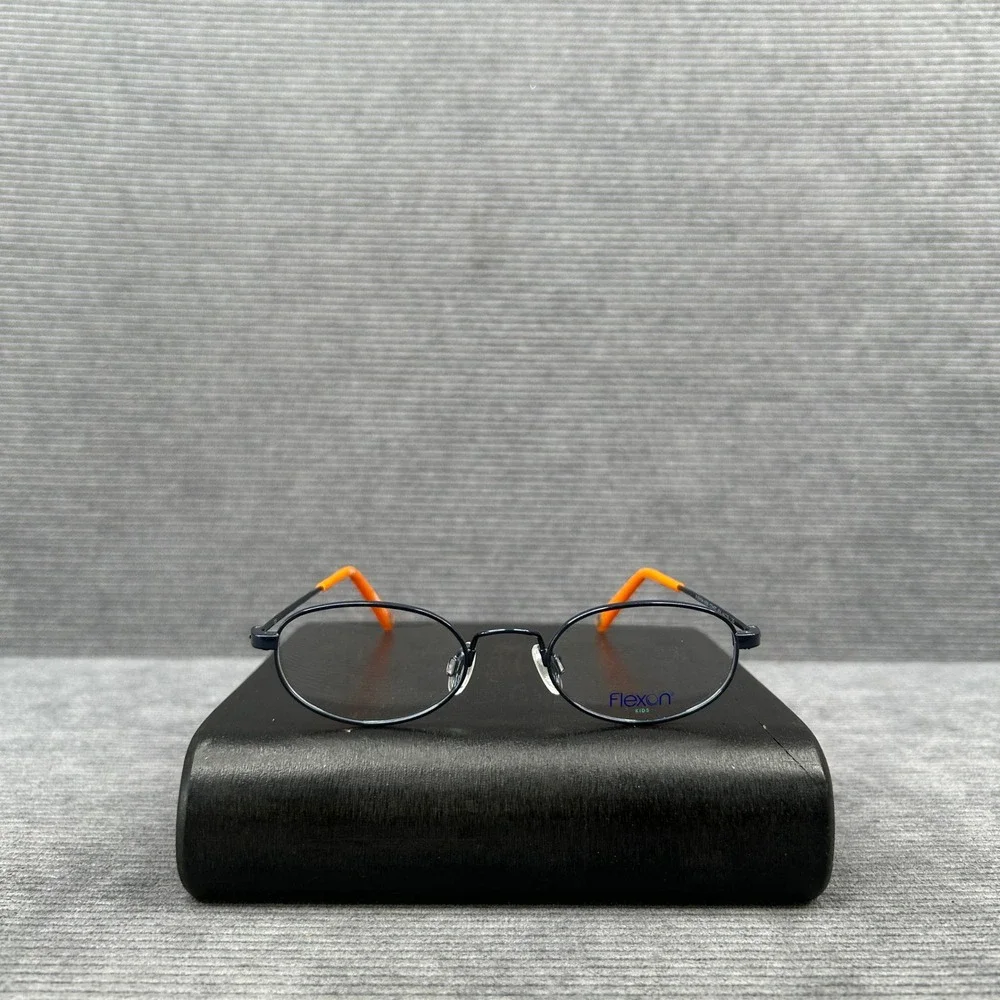 Flexon Kids Comet 424 Navy Blue Orange Y2k Eyeglass Frames 44-19-125 Oval Metal