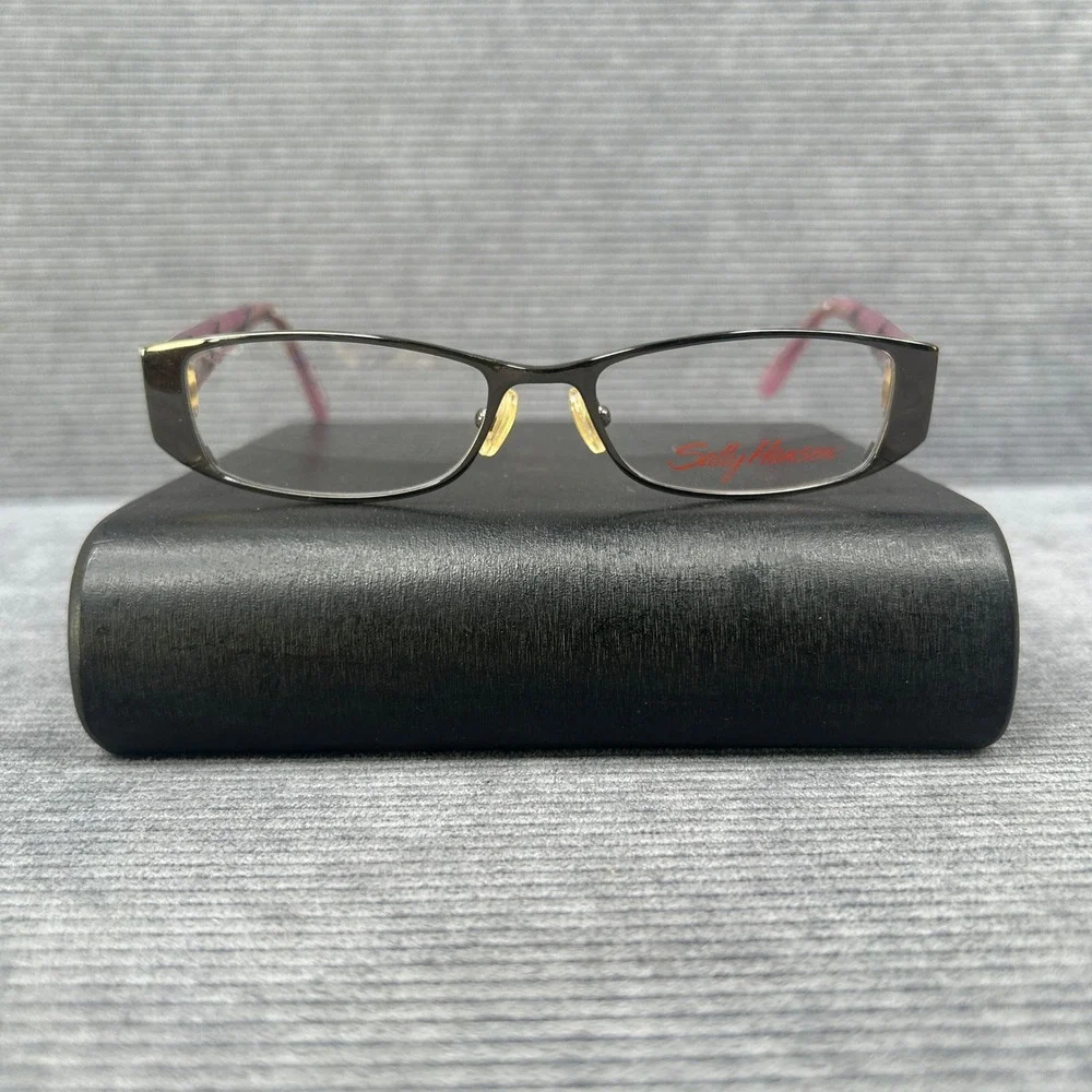 Sally Hansen Y2k Eyeglass Frames Gunmetal Purple Rectangular Lilac Pattern