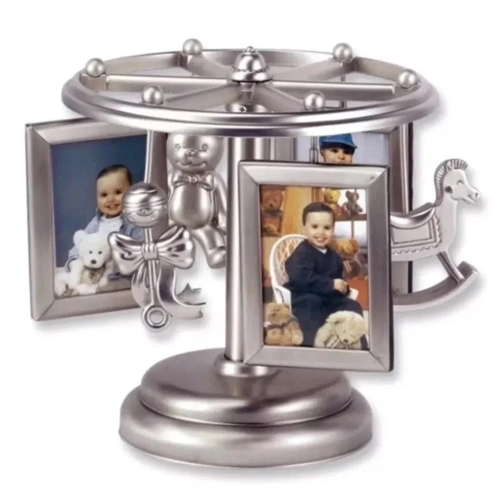 Picture Frame Baby Musical Lullaby Wind Up‎ Frame Go Round Holds 3 2