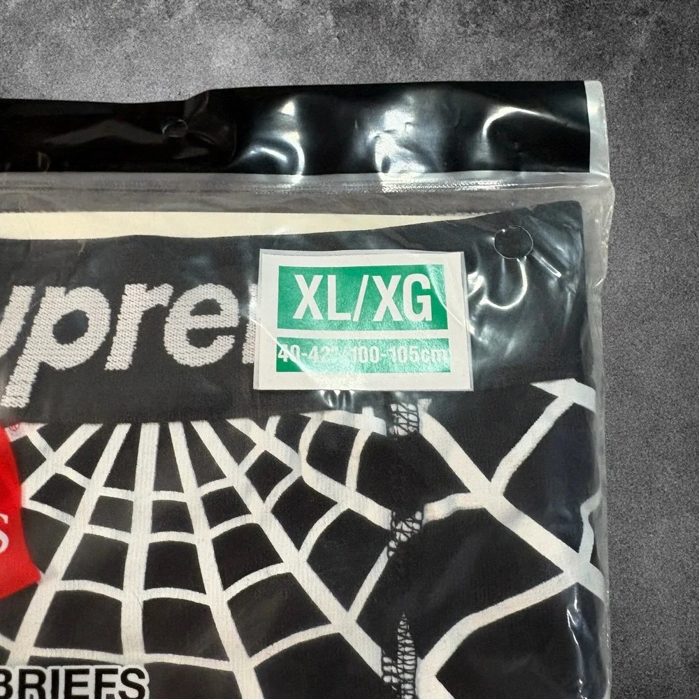 Supreme Hanes Spider-Man Boxer Briefs Mens XL Black Web 2-Pack SS26A66 NWT New