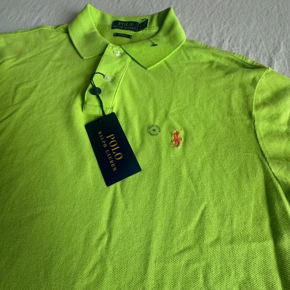 Polo Ralph Lauren Custom Fit Mesh Polo Shirt XL Neon/Safety Green‎ Orange Pony
