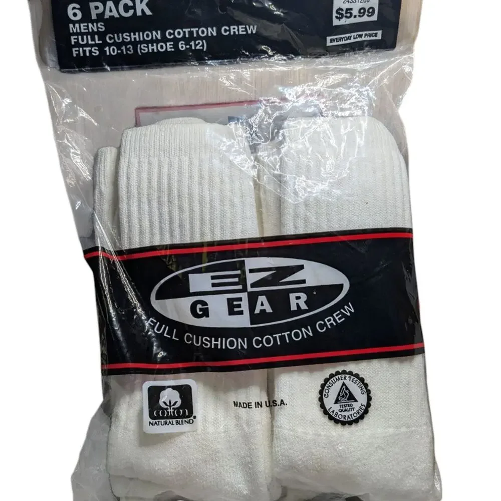Vintage EZ Gear New Crew Sock 6 pack‎