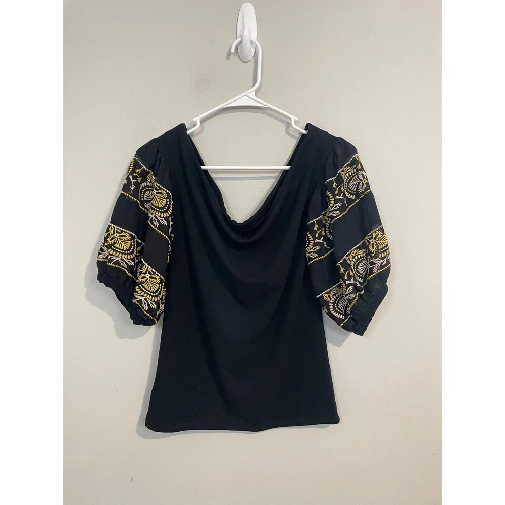 Free People black embroidered