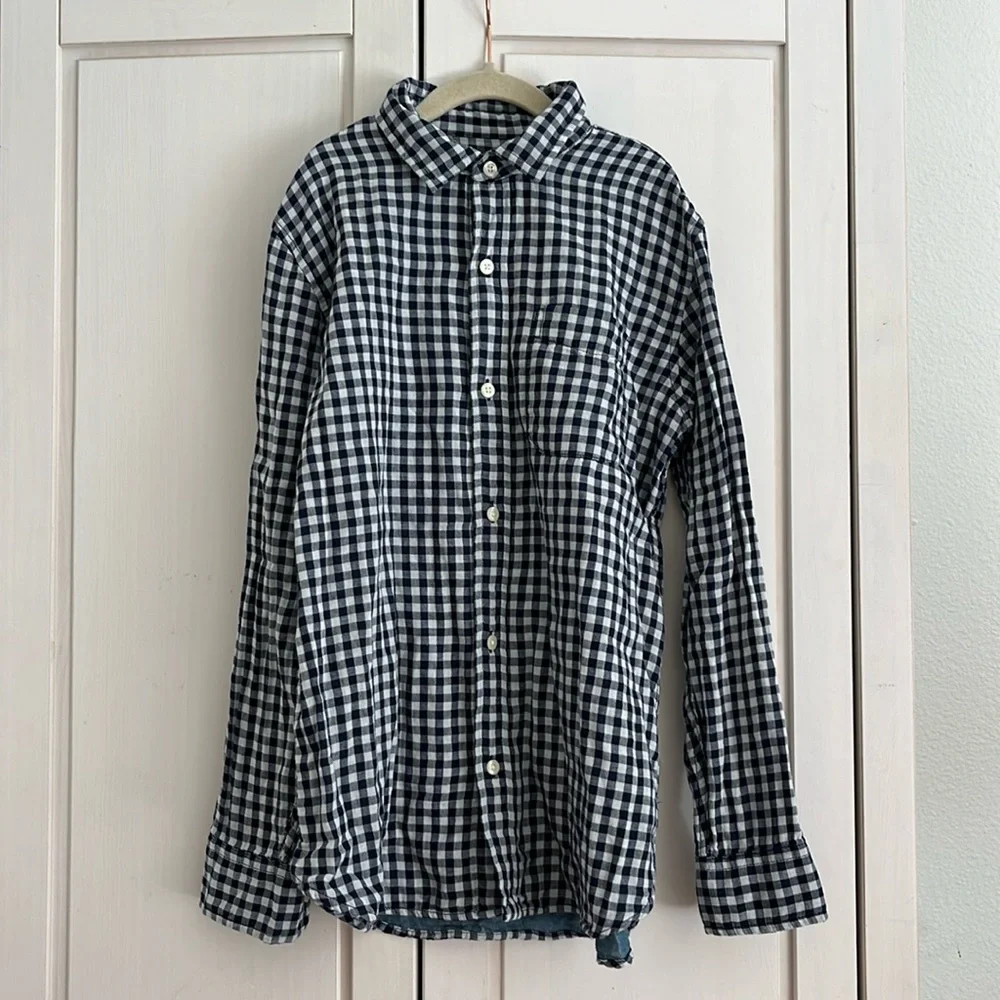 Like-new GAP Kids boys gingham plaid check button down shirt