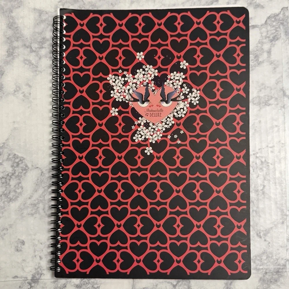 Clairefontaine A4 Spiral Notebook Ruled Paper College Writing‎ Pad Hearts Birds