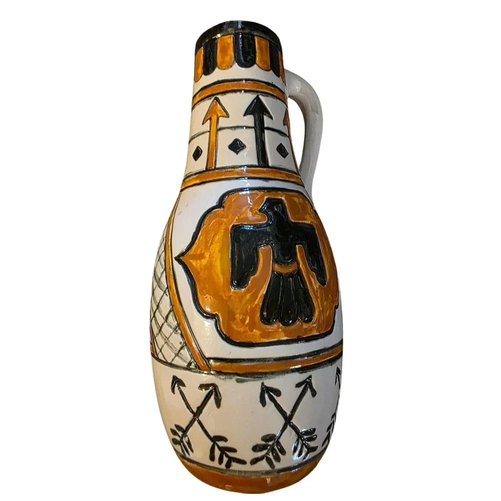 Vintage 1983 O.L. Konrad‎ Studio Pottery Southwestern Thunderbird Vase 8.5