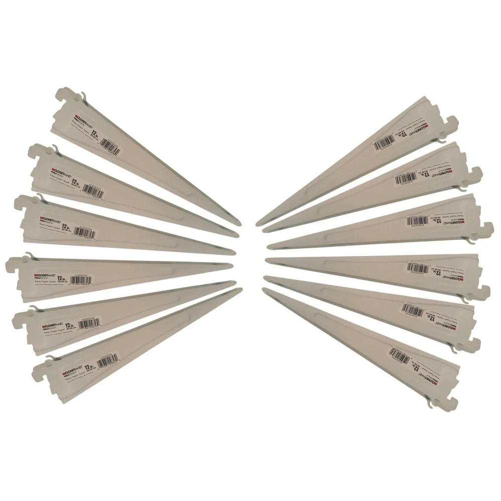 ClosetMaid ShelfTrack 12 Inch Closet Shelf Support Brackets White Lot of‎ 12