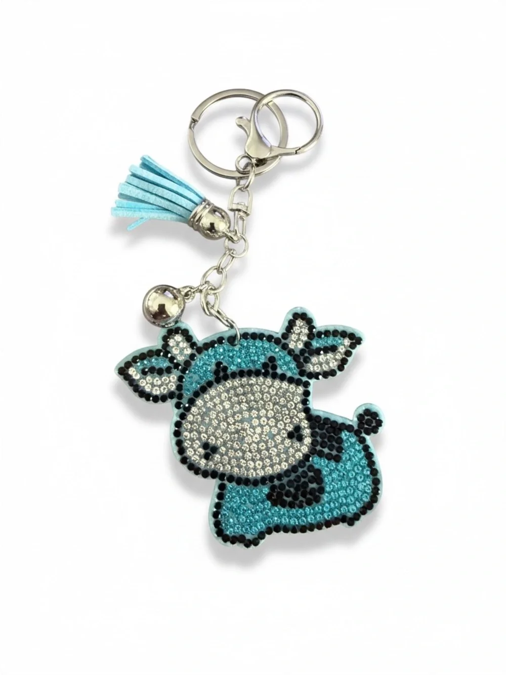 Bling Rhinestone Cow Keychain Western Tassel Bag