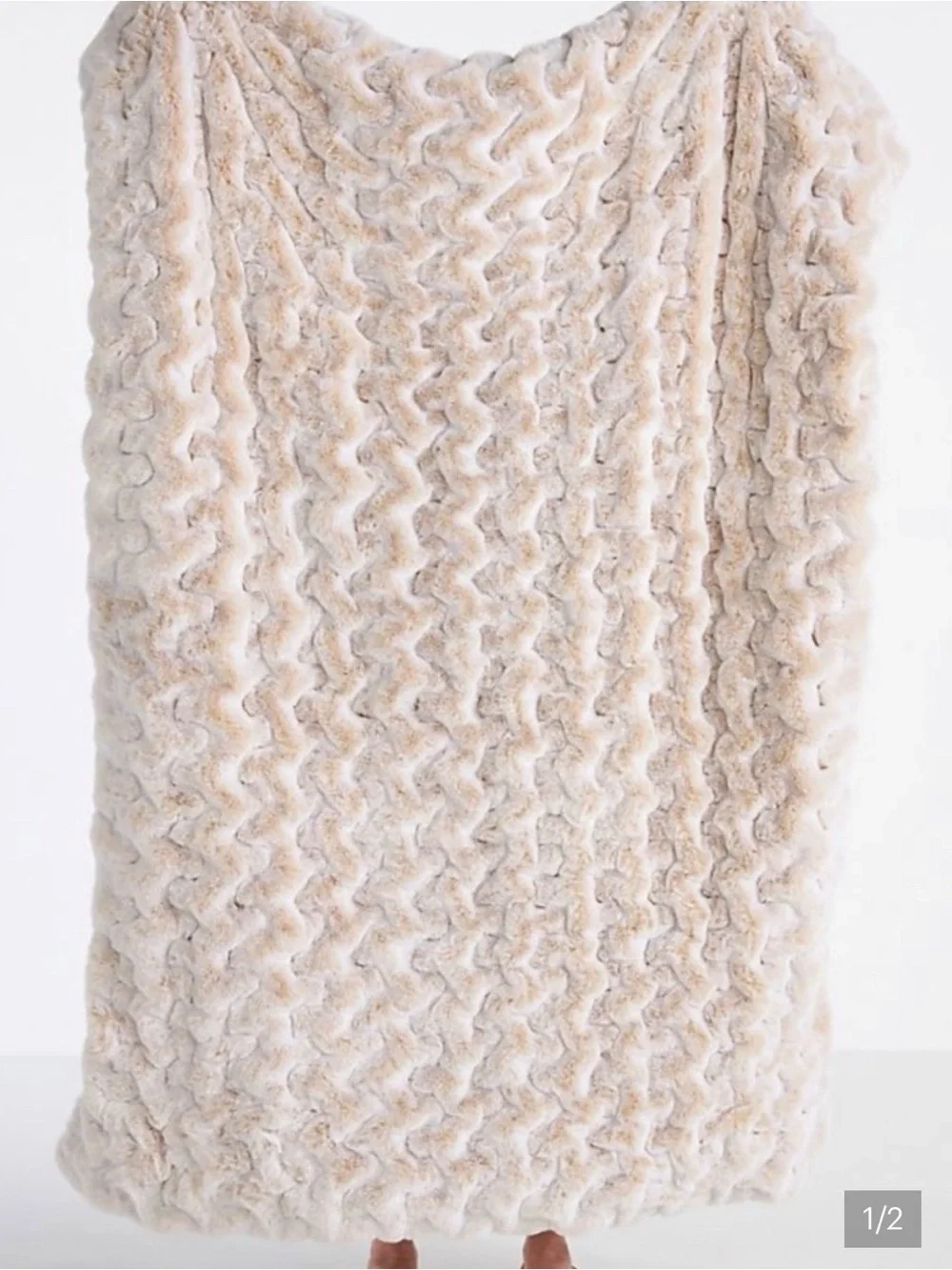 Anthropologie Luxe Faux Fur Throw Blanket