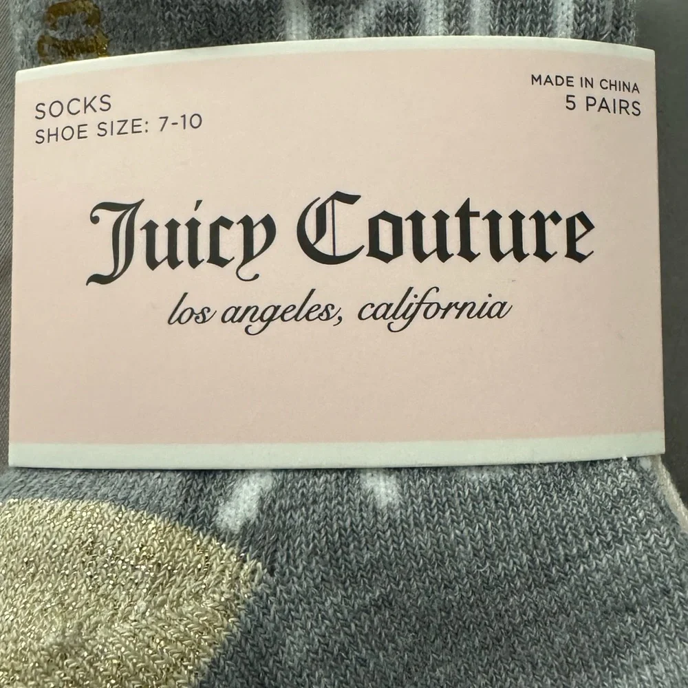 Juicy Couture 5 pair Women's Gray and Cream Ankle Socks