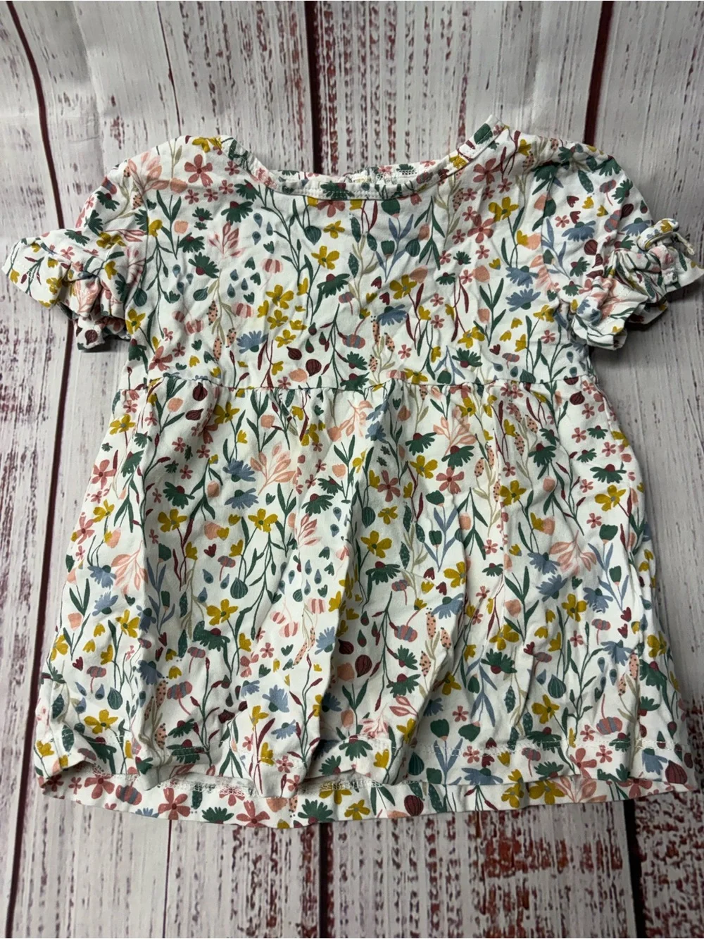 Carter's White Floral Short-Sleeve Baby Dress with Multi-Color Bloom