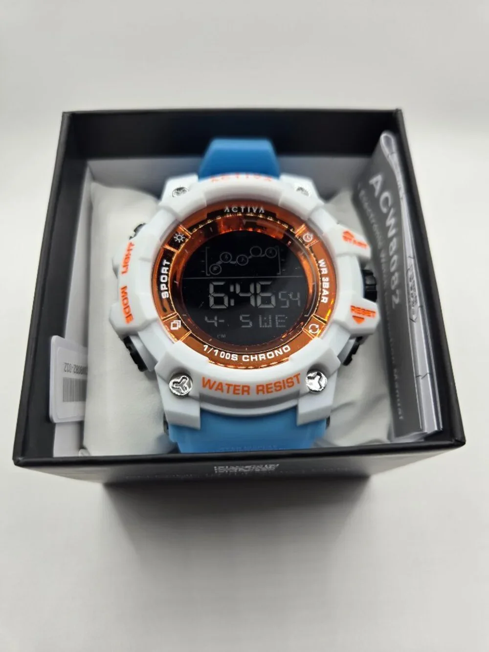 Activa by Invicta 50mm ACW8082-012 Waterproof Mens Watch Blue, Whiite and Orange