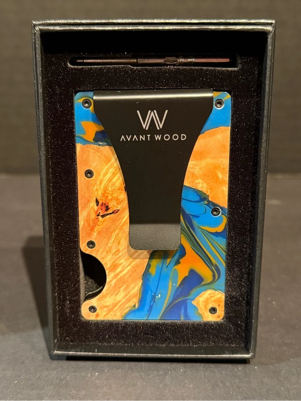 Avant wood 1 of 1 Blue & Orange Resin Wood Minimalist RFID Wallet