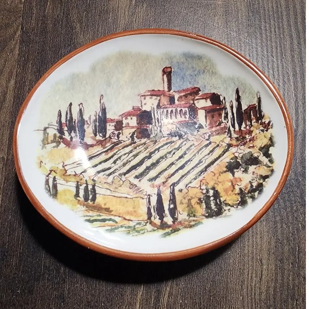 Williams Sonoma Tuscan Landscape Dipping Bowls Oval Set of 3 Small Plates