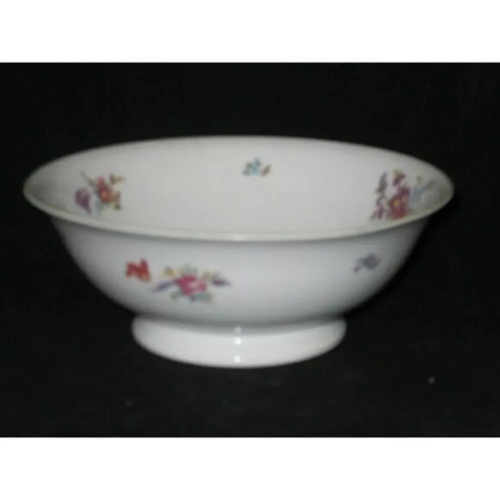 Syracuse Old Haarlem Round Vegetable Serving‎ Bowl Green Trim Flowers Harlem