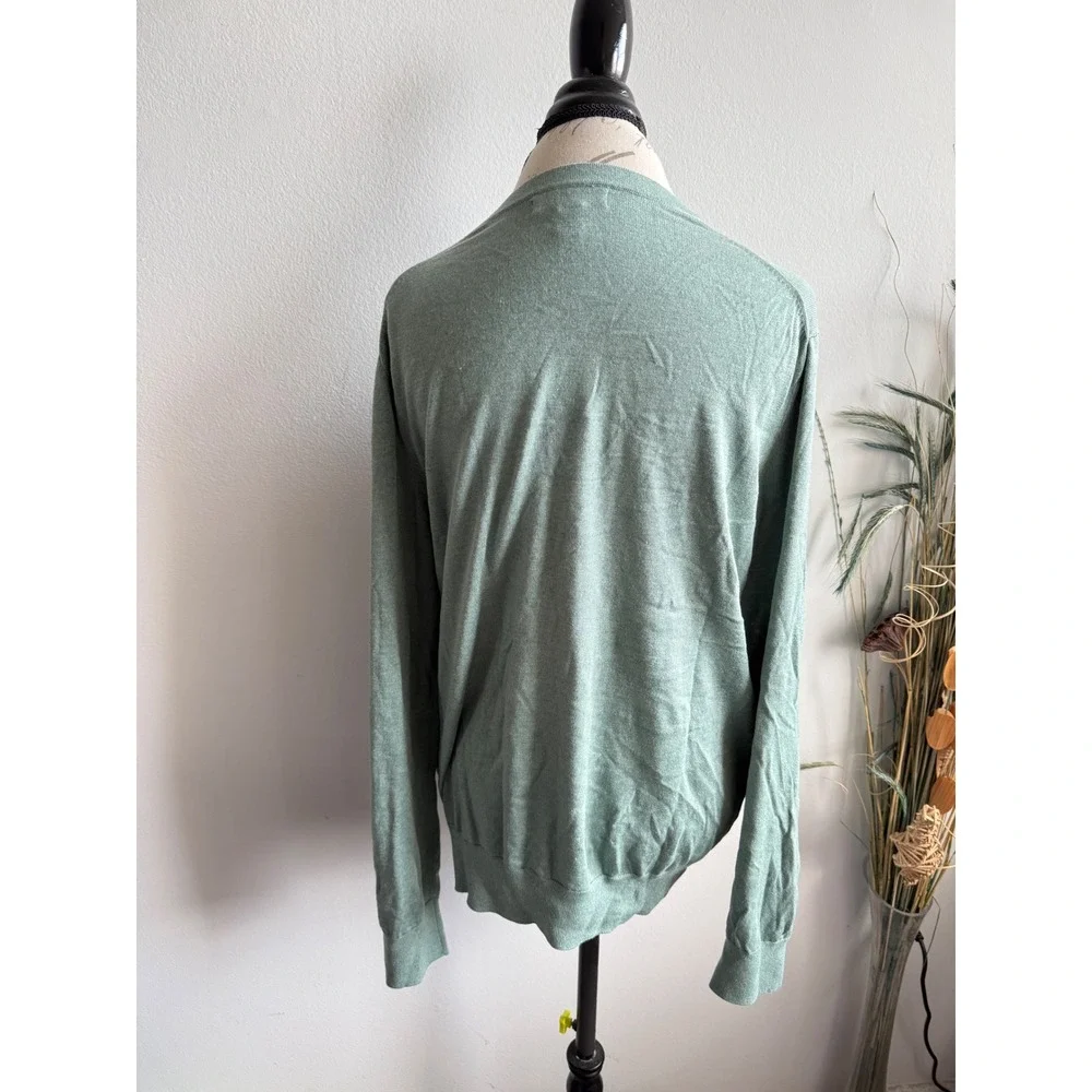Banana Republic Luxury‎ Blend Silk Cotton Cashmere V-Neck Sweater Sage Green XL