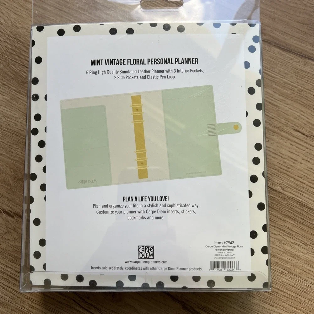 Carpe Diem Personal Planner Mint‎ Vintage Floral