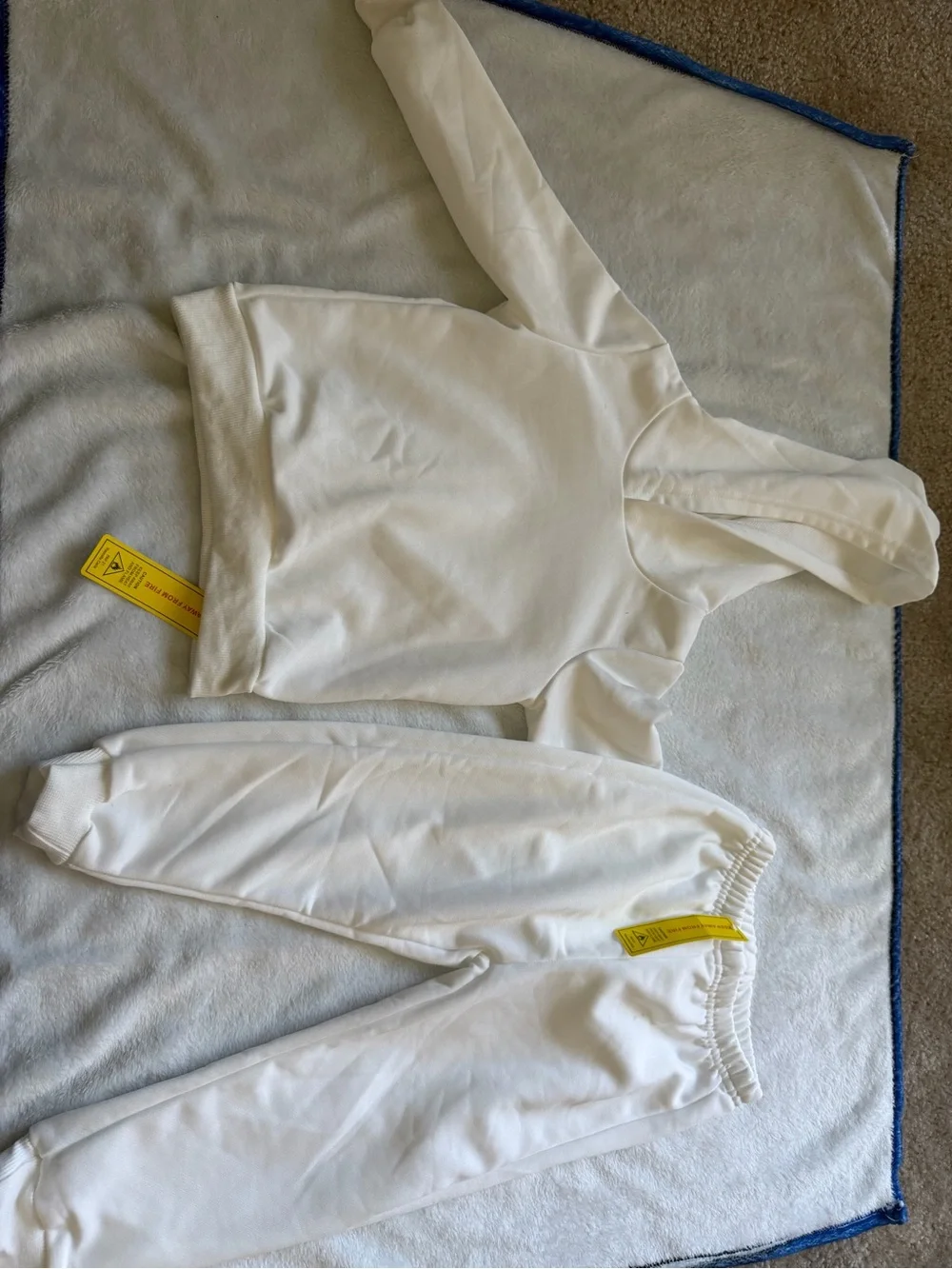SHEIN White Crewneck Hoodie Sweatshirt Set