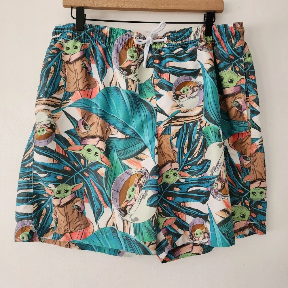 Star Wars Baby Yoda‎ swim trunks Hawaiian floral mens size XL