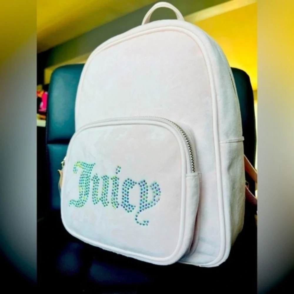 Juicy Couture Obsession Bling Backpack Powder Blush Rhinestone Logo NWT