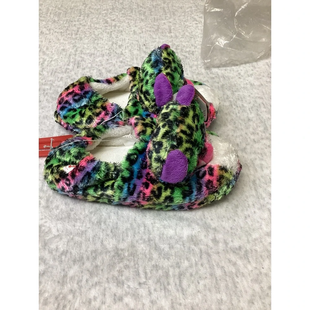 Ty Beanie Boos Dotty Leopard Rainbow Plush Slippers Kids‎ Large 4-5 BBX4Y16-TG