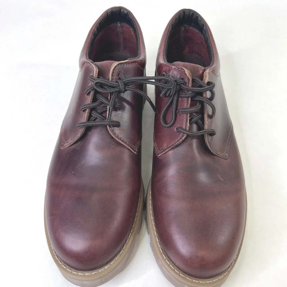 Eastland Mens Burgundy Leather Vibram Lug Sole Oxford Shoes 14 D 6401 L