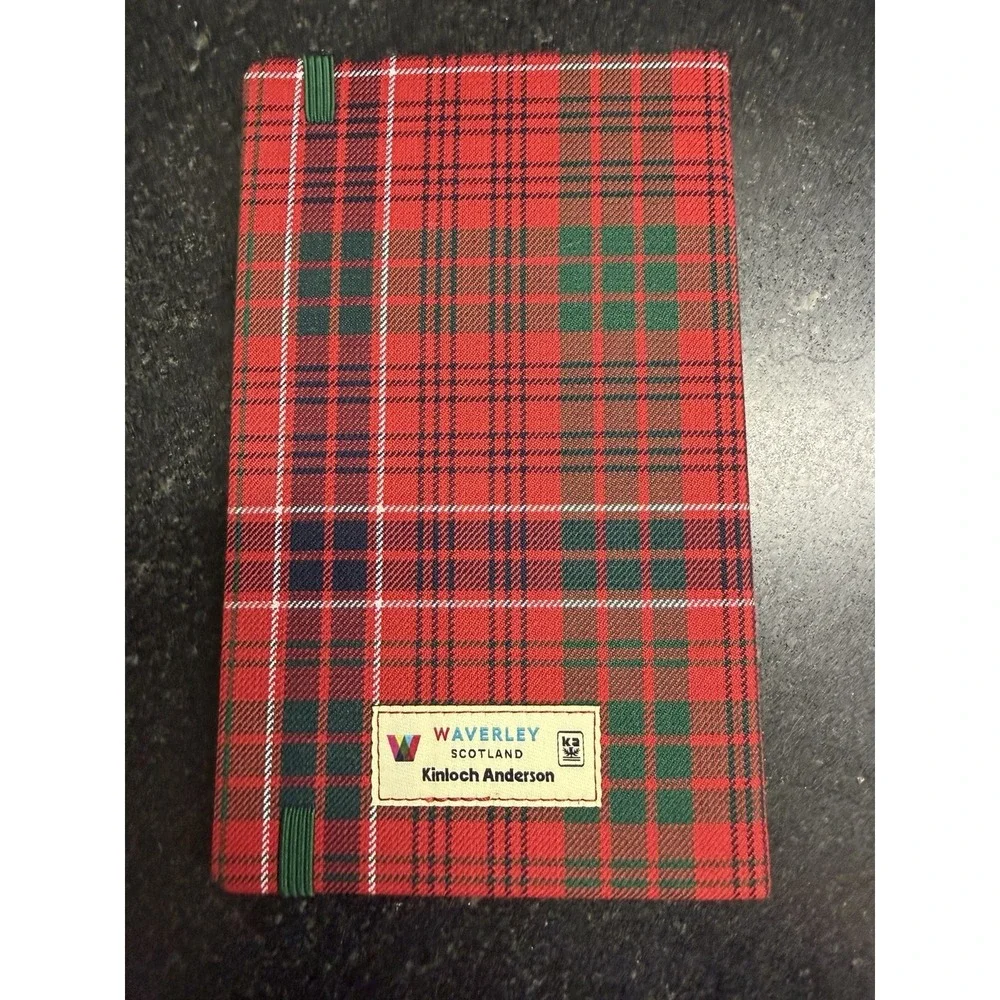 Waverley Scotland MacRae Modern Red Tartan Cloth Notebook Kinloch Anderson 8.5