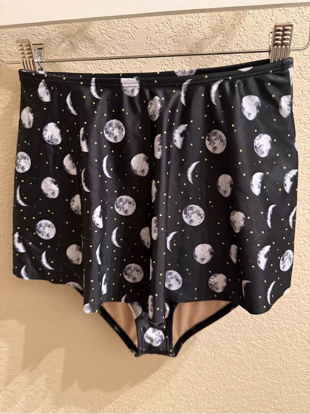 Moon-Print High-Waist Swim Skirt - Black