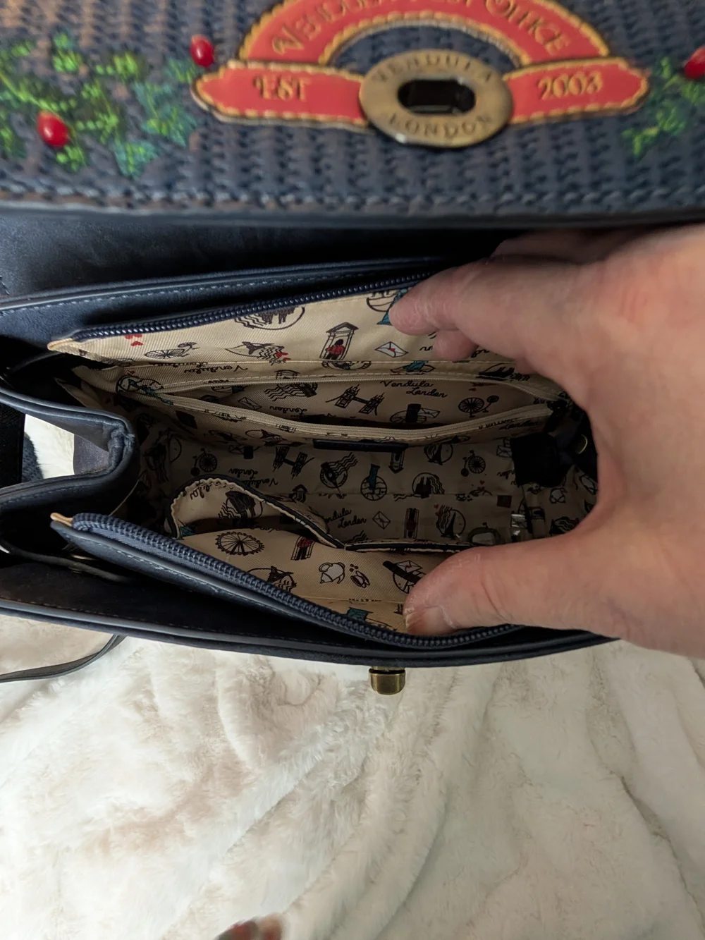 Vendula Post Office Navy and Black Top-Handle Bag with Matching Wallet & Keyring