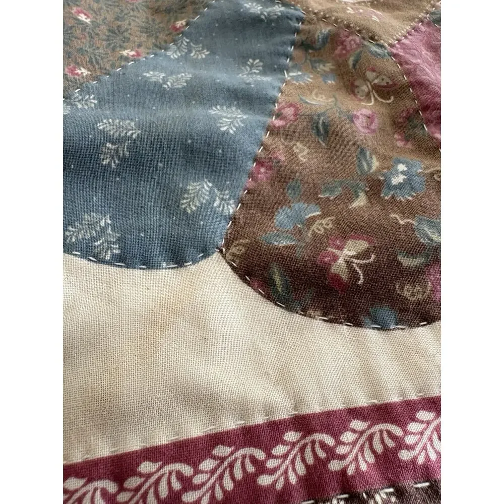Handmade Quilted quilt Table Topper Dresden Plate Style Floral Cottage Decor 16”