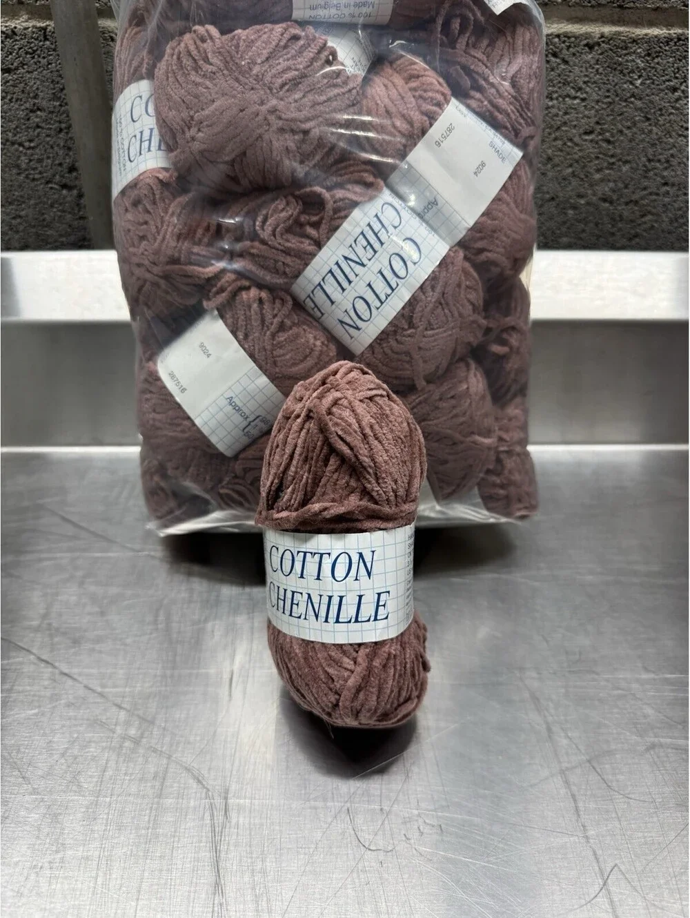 Crystal Palace Yarn Cotton Chenille Shade 9024 Mauve 15 Skein Lot