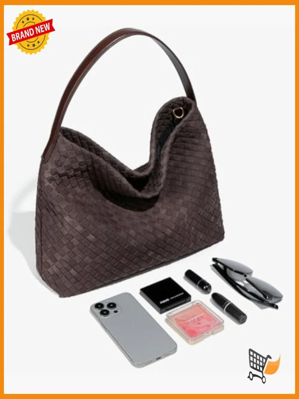 Woven Slouchy Suede Hobo Tote Bag Shoulder Purse Crossbody