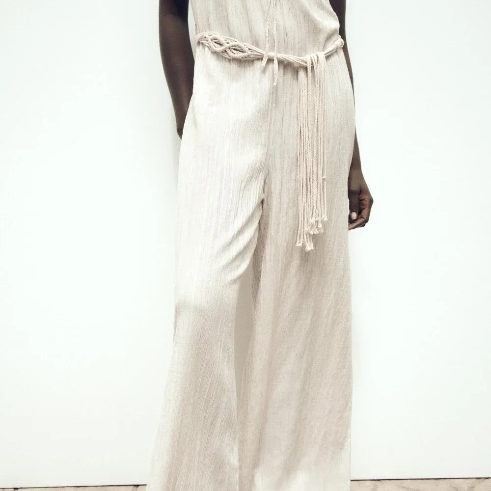 Zara Wrinkle Look Wide Leg Jumpsuit