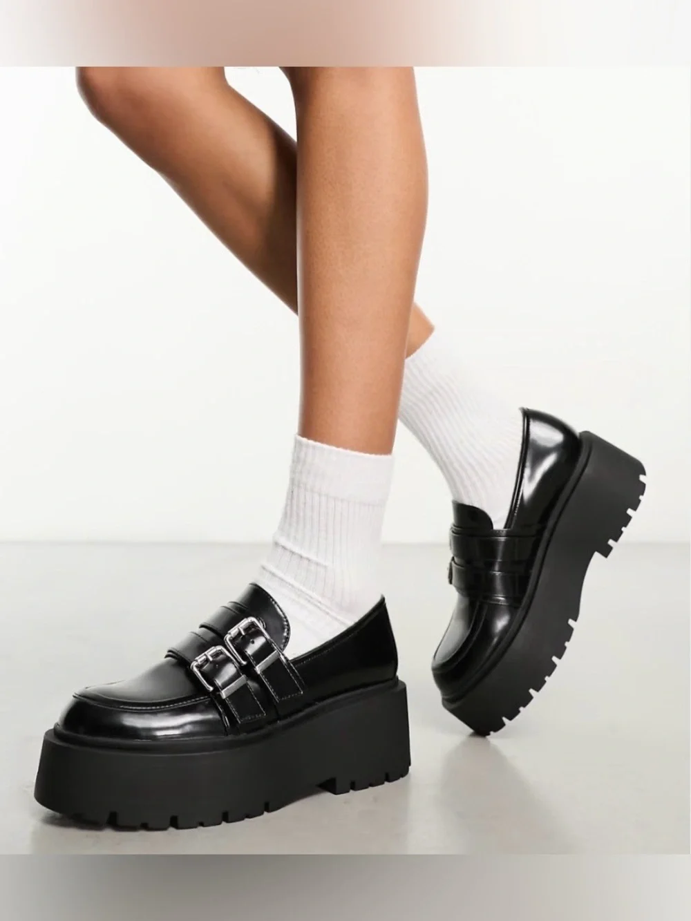 Zodiac Black Platform Lug Loafers