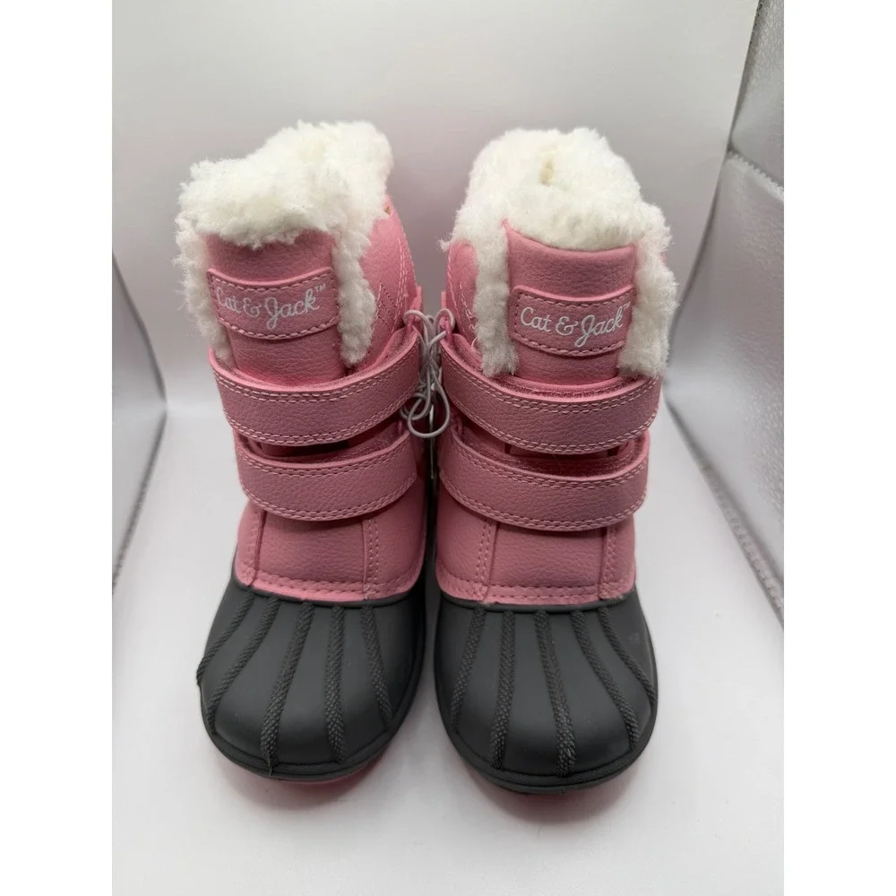 Cat & Jack Denver Pink Waterproof Snow Boots Faux Fur Trim Toddler Size 5 NEW‎