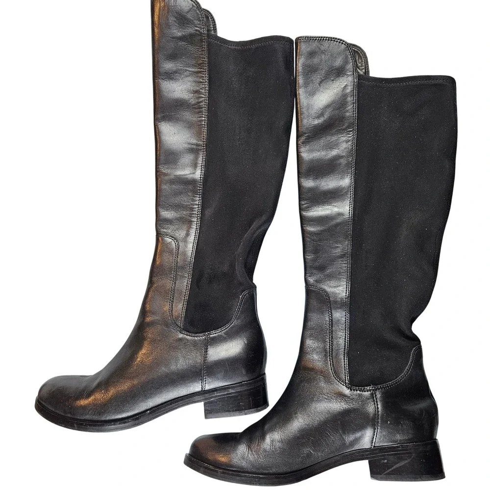 Cole Haan‎ Air Whitley Black Leather & Suede Tall Boots, size 8.5 B