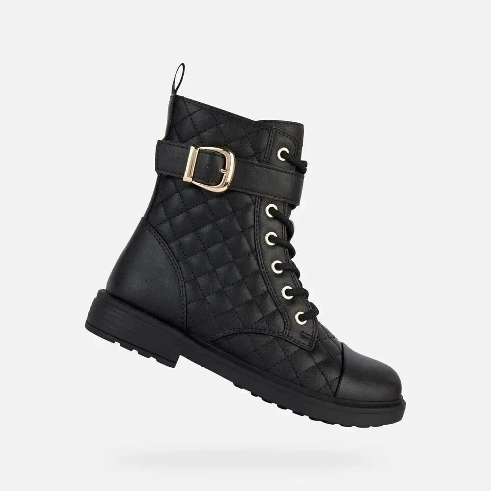 Geox NWT Girls’ Eclair 30 Synthetic Leather Boots Black Youth US 12