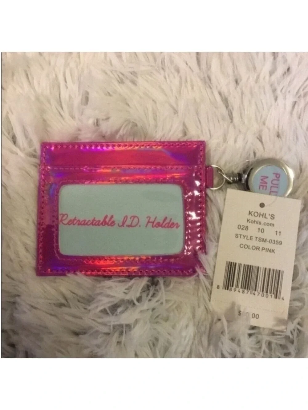 Kohl's Woman' or student retractable ID case attached retractable clip