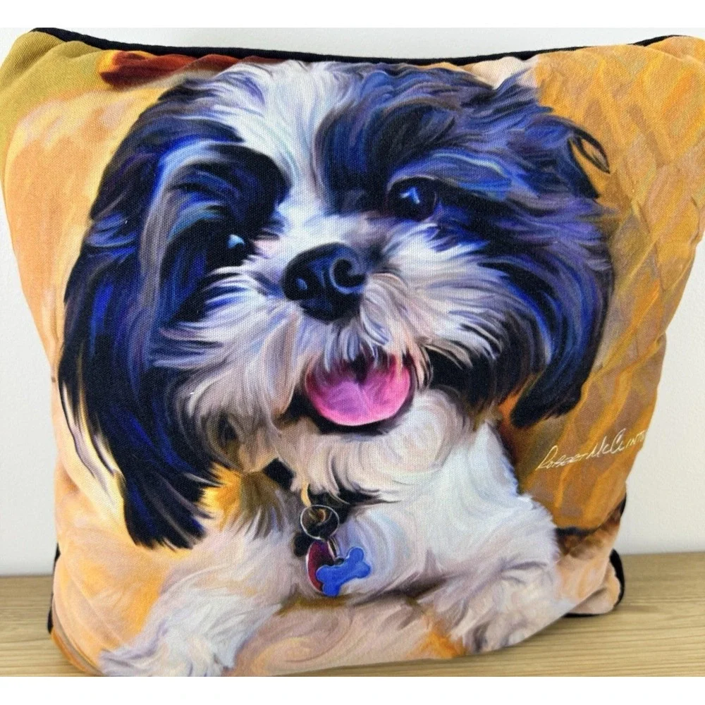 Robert McClintock Shih Tzu Baby‎ Dog Throw Pillow 16.5