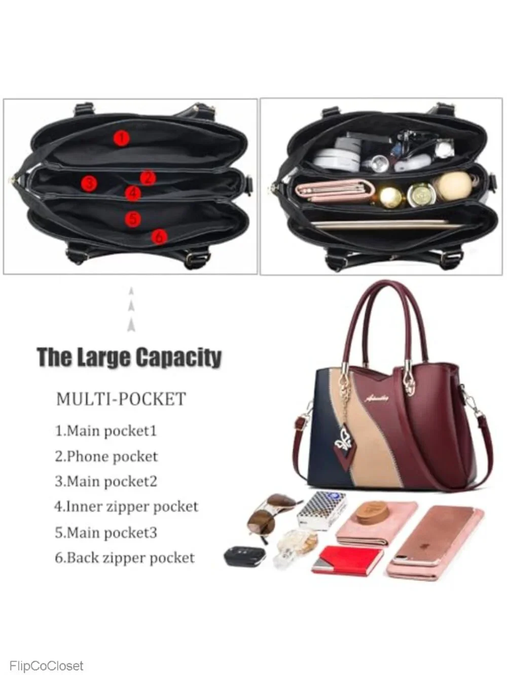 Faux Leather Satchel Handbag Top Handle Shoulder Bag with Crossbody Strap