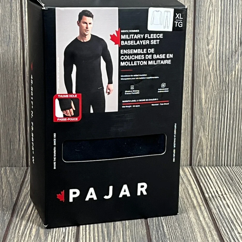 Pajar Military Fleece Baselayer Set Shirt Pants Black Men XL Microfleece‎ Warm