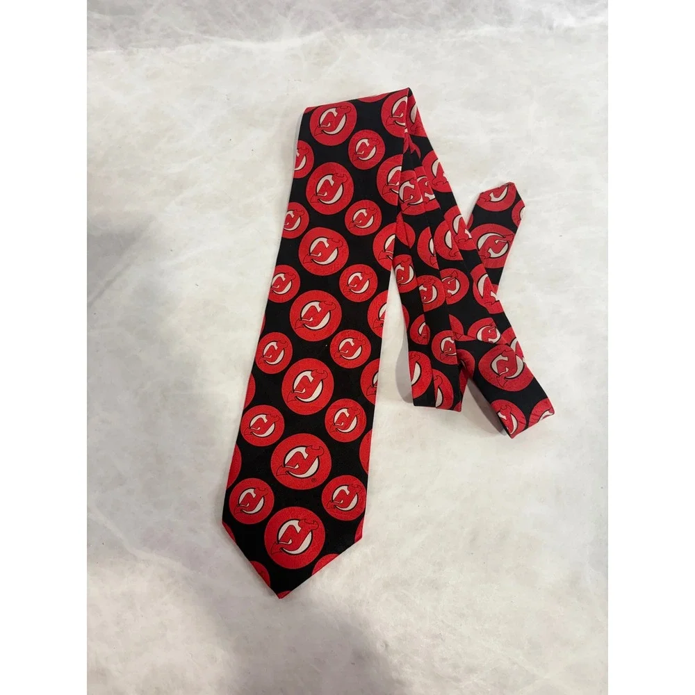 New Jersey Devils NHL Silk Tie Ralph Marlin RM Sport Red Black‎ Logo Hockey Mens