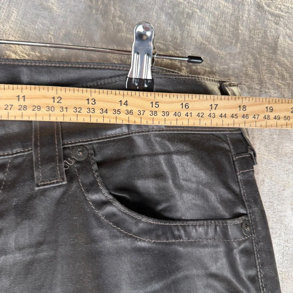 True Religion Dean Tapered Waxed Coated Jeans Charcoal Grey Mens 35x33
