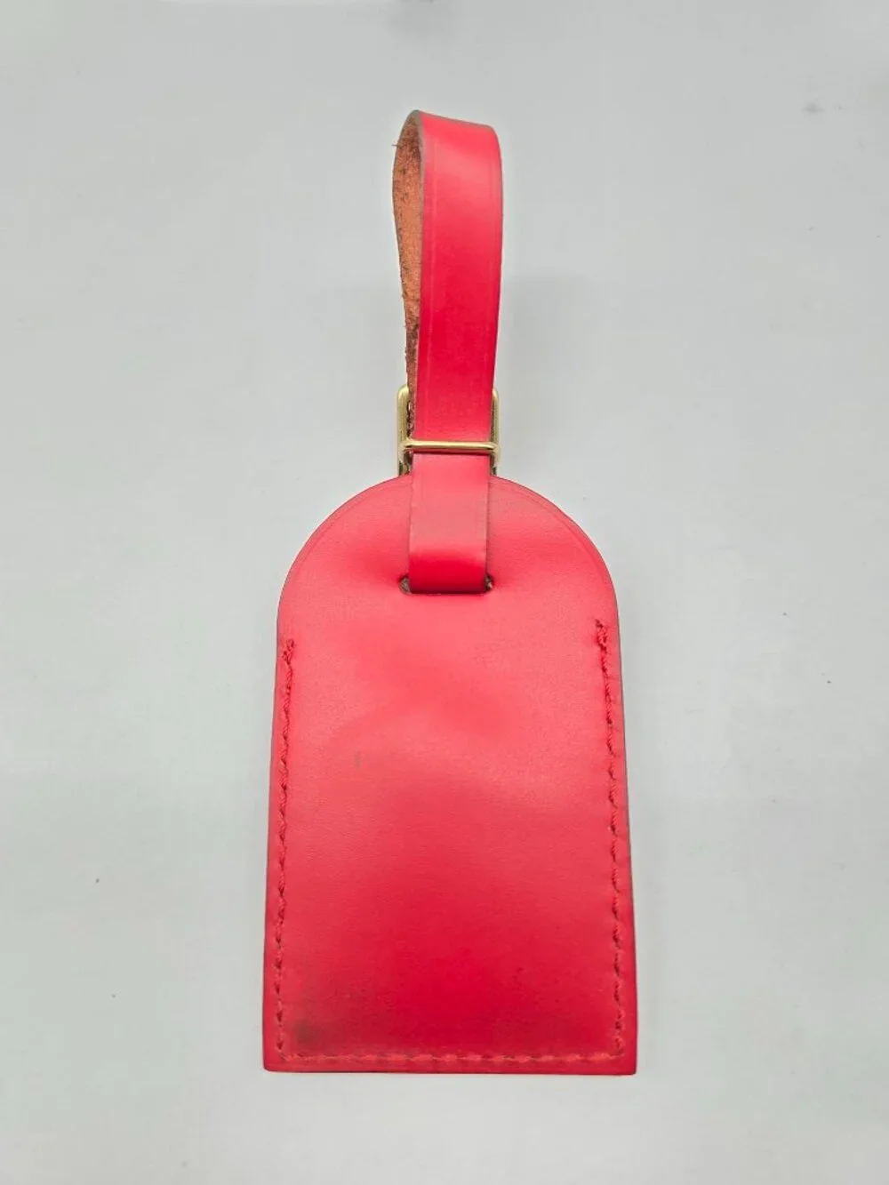 Authentic Louis Vuitton Red Leather Luggage Tag