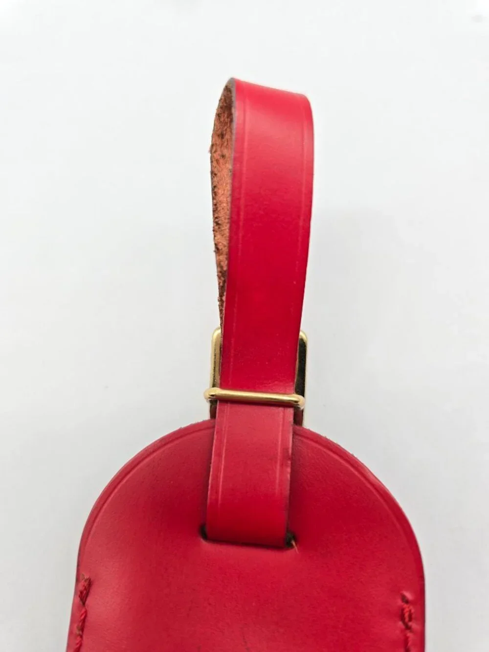 Authentic Louis Vuitton Red Leather Luggage Tag
