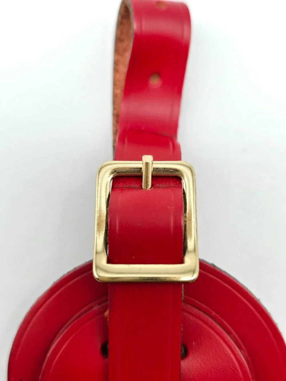 Authentic Louis Vuitton Red Leather Luggage Tag